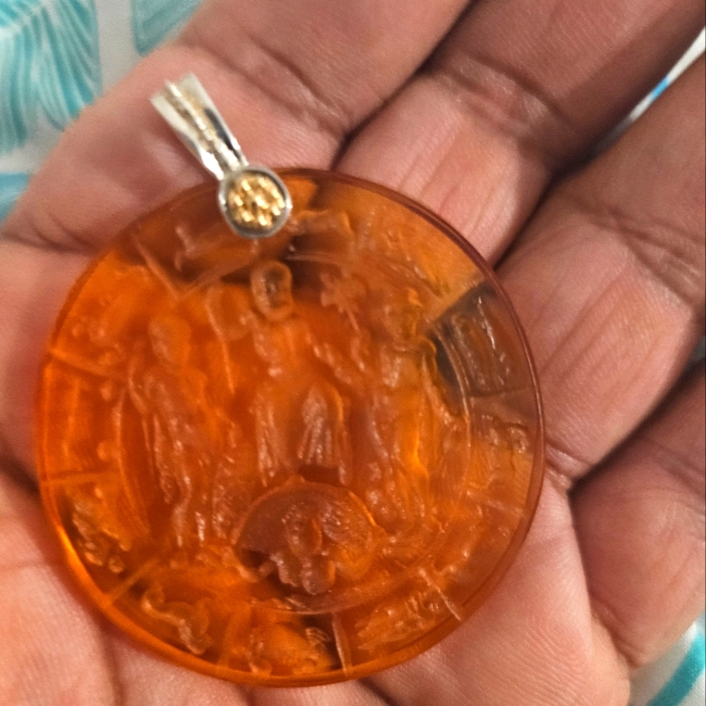 Venetian glass pendant Gold and silver link